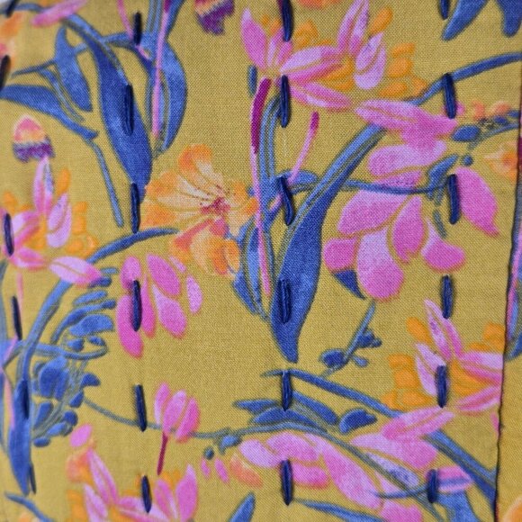 Anthropologie Size XS Quilted Floral Jacket Embroidery Detail Contrast Trim - Picture 8 of 13